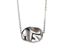 HIJONES Collar Con Dije Guijarro Irregular Frijol De Amor Martillado para Mujer Chapado en Acero Inoxidable Joyería Minimalista Chapado Plata