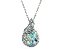 HIJONES Collar Con Dije Pavo Real Vintage para Mujer Chapado en Acero Inoxidable Concha De Abulón Natural Forma Lágrima Strass Joyería Regalo Boho Estilo 7