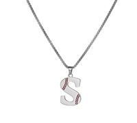 HIJONES Collar de Béisbol con Pendiente del Alfabeto de 26 Letras para Mujer y Hombre Acero Inoxidable Joyería Personalizada con Inicial de Nombre Plata S