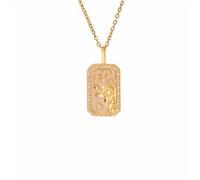 HIJONES Collar Mujer Acero Inoxidable Dije Astrológico Colgante Cuadrado Zircón Constelación Horóscopo Oro Aries