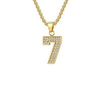 HIJONES Collar Número Circonita para Mujer Hombre Colgante Acero Inoxidable Cadena Joyería Oro 7