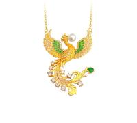 HIJONES Collar Pavo Real con Circonita Cúbica para Mujer Acero Inoxidable Colgante Fénix Joyería Cadena
