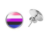 HIJONES Coloridos Pendientes de Botón del Orgullo LGBT para Mujeres y Hombres Lesbiana Bisexual Transgénero Pendientes Asexuales No Binarios Joyería Género Fluido