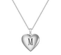 HIJONES Corazón Abrible en Forma de Corazón A-Z Collar Alfabeto para Mujeres Acero Inoxidable 26 Letras Dijes Colgante Joyería M