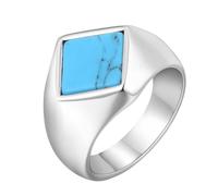 HIJONES Donne Uomo Rombo Pietra Preziosa Acciaio Inossidabile Anello Vintage Personalizzato Hip Hop Gioielli Blu Taglia 25