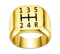 HIJONES Hombre Engranaje de Coche Acero Inoxidable Pulido Anillo Minimalista Personalizado Vintage Banda Joyería Oro Talla 12