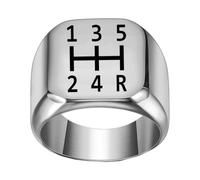HIJONES Hombre Engranaje de Coche Acero Inoxidable Pulido Anillo Minimalista Personalizado Vintage Banda Joyería Plata Talla 12