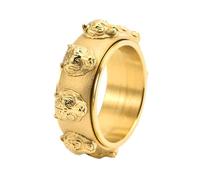 HIJONES Hombre Mujer Anillo Giratorio Tigre Animal Banda Acero Inoxidable Vintage Personalizado Halloween Hip Hop Anillo Banda Joyería Oro Tamaño 22