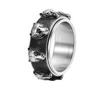 HIJONES Hombre Mujer Anillo Giratorio Tigre Animal Banda Acero Inoxidable Vintage Personalizado Halloween Hip Hop Anillo Banda Joyería Plata Tamaño 27
