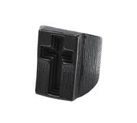 HIJONES Hombres Acero Inoxidable Anillo de Sello de Motociclista Religioso con Cruz Cristiana Hammer Personalidad Crucifijo de Gran Tamaño Banda de Pulgar Dominante Negro Talla 22
