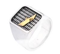 HIJONES Hombres Acero Inoxidable Anillo Rugoso de deportes de Ola de Velocidad con Banda de dedo de Motociclista Grueso Gótico Oro Talla 14