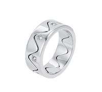 HIJONES Hombres Mujer Acero Inoxidable 2 Piezas Pareja Zirconio Ola Anillo de Matrimonio Engranaje Pulido Promesa Joya Regalo Plata Talla 14