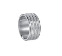 HIJONES Hombres Mujer Acero Inoxidable Anillo de Boda de Pareja Afortunada de Coin Hollow Banda de Dedo de Titanio Rica Plata Talla 22