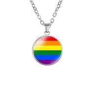 HIJONES Hombres Mujer Acero Inoxidable Collar con Colgante de Arco Iris Gay Unisex Para Parejas de Colores Joyería del Orgullo Lésbico Estilo 1