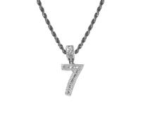 HIJONES Hombres Mujer Acero Inoxidable Collar con Pendiente de Número 0-9 y Cadenas Trenzadas Plata 7