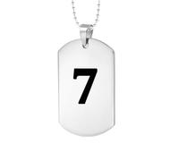 HIJONES Hombres Mujer Acero Inoxidable Collar con Pendiente de Número Afortunado Ángel 1-9 para Atletas con Etiquetas Caninas Plata 7