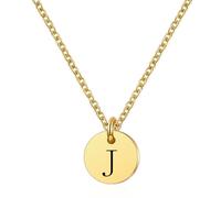 HIJONES Hombres Mujer Acero Inoxidable Collar de Moneda Diminuto 26 Letra Capital Colgante Collares de Hombro Hip Hop Oro J