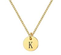 HIJONES Hombres Mujer Acero Inoxidable Collar de Moneda Diminuto 26 Letra Capital Colgante Collares de Hombro Hip Hop Oro K