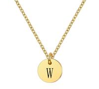 HIJONES Hombres Mujer Acero Inoxidable Collar de Moneda Diminuto 26 Letra Capital Colgante Collares de Hombro Hip Hop Oro W