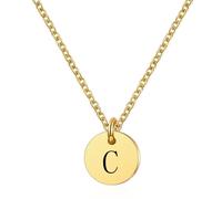 HIJONES Hombres Mujer Acero Inoxidable Collar de Moneda Diminuto 26 Letra Capital Colgante Collares de Hombro Hip Hop Oro C