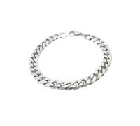 HIJONES Hombres Mujer Acero Inoxidable Trenza de Tejido Biker Collar de Cadena Apilable Encantadoras Pulseras de Hebilla de Punto Plata de 8MM 75CM
