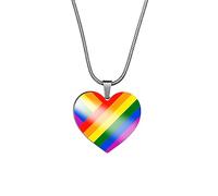 HIJONES LGBT Love Heart Collar Colgante para Hombres de Acero Inoxidable Bandera Arco Iris Lesbiana Gay Pride Joyas Estilo A