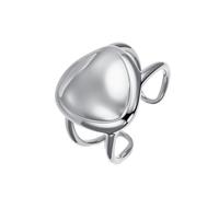 HIJONES Mujer Acero Inoxidable Anillo Arco Triángulo Geométrico Hueco Brillante Extremo Abierto Anillo de Dedo Plateado Talla 10