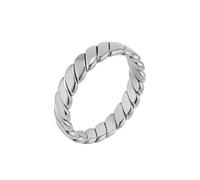 HIJONES Mujer Acero Inoxidable Anillo de Sello Anudado de Tejido Trenzado Banda Apilable de Cuerda Retorcida Plata Talla 14