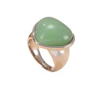 HIJONES Mujer Acero Inoxidable Anillo Grande Corazón Piedra Preciosa Declaración Hip Hop Bandas Fundidas de Titanio Piedra Verde Claro Plata Grande Talla 19