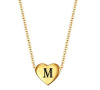 HIJONES Mujer Acero Inoxidable Colgante de Collar Locket de Corazón Diminuto Iniciales de la A a la Z Oro M