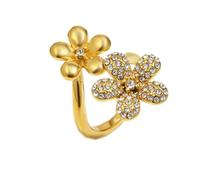 HIJONES Mujer Acero Inoxidable Pequeño Anillo de Sello Floral de Circonita Grabado Botánico Delicado Joyería Regalos Oro Talla 12