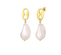 HIJONES Mujer Acero Inoxidable Perla Irregular Encanto Grano de Café Estudio Pendientes