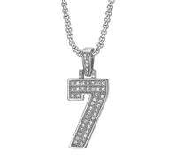 HIJONES Mujer Circonita Cúbica Hombre 0-9 Número Colgante Collar Acero Inoxidable Personalizado Hip Hop Retro Números Romanos Joyería Plata 7