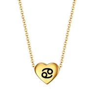 HIJONES Mujer Corazón 12 Constelación Colgante Collar Acero Inoxidable Colgante Signo del Zodiaco de Nacimiento Joyería Cadena Oro Cáncer