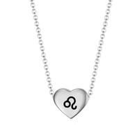 HIJONES Mujer Corazón 12 Constelación Colgante Collar Acero Inoxidable Colgante Signo del Zodiaco de Nacimiento Joyería Cadena Plata Leo