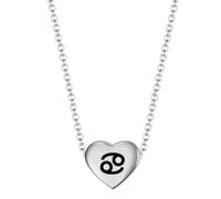 HIJONES Mujer Corazón 12 Constelación Colgante Collar Acero Inoxidable Colgante Signo del Zodiaco de Nacimiento Joyería Cadena Plata Cáncer