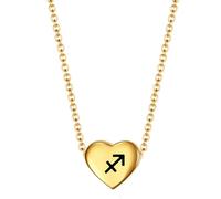 HIJONES Mujer Corazón 12 Constelación Colgante Collar Acero Inoxidable Colgante Signo del Zodiaco de Nacimiento Joyería Cadena Oro Sagitario