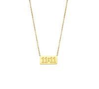 HIJONES Mujer de Acero Inoxidable 11 11 Ángel Número Collar Cadena de Bar Delicado Numerología Joyería Oro