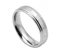 HIJONES Mujer Hombre 6 Palabras Anillo De Acero Inoxidable Vintage Personalizado Anillo De Estilo Chino Joyería Plata Tamaño 25