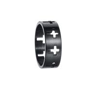 HIJONES Mujer Hombre 8mm Cruz Hueca Anillo Anillo Simple Banda Acero Inoxidable Pulido Vintage Comfort Fit Joyería Negro Tamaño 25