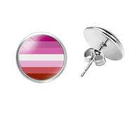 HIJONES Mujer Hombre Acero Inoxidable Bandera Arcoíris Estudio Pendientes para Orgullo gay y lésbico Estilo 9