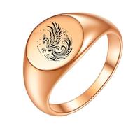 HIJONES Mujer Hombre Animal Fénix Acero Inoxidable Anillo Vintage Minimalista Joyería Personalizada Hip Hop Oro Rosa Talla 19