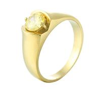 HIJONES Mujer Hombre Cubic Zirconia Anillo Acero Inoxidable Piedra Preciosa Joya de Boda Personalizada Oro Talla 22