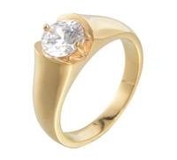 HIJONES Mujer Hombre Cubic Zirconia Anillo Acero Inoxidable Piedra Preciosa Joya de Boda Personalizada Oro Blanco Talla 22