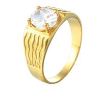 HIJONES Mujer Hombre Cubic Zirconia Anillo Ola Acero Inoxidable Piedra Preciosa Joya Personalizada Blanco Talla 22