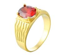 HIJONES Mujer Hombre Cubic Zirconia Anillo Ola Acero Inoxidable Piedra Preciosa Joya Personalizada Rojo Talla 22