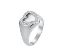 HIJONES Mujer Hombres Acero Inoxidable Anillo de Boda Corazón de Amor con Diamante Joyería de Compromiso con Zirconia Plata Talla 10