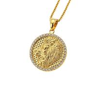 HIJONES Mujer Redondo 12 Constelación Circonita Cúbica Colgante Collar Acero Inoxidable Colgante Signo del Zodiaco de Nacimiento Joyería Cadena Leo