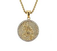 HIJONES Mujer Redondo 12 Constelación Circonita Cúbica Colgante Collar Acero Inoxidable Colgante Signo del Zodiaco de Nacimiento Joyería Cadena Sagitario