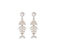 HIJONES Mujeres Acero Inoxidable Pequeños Huesos de Pescado Pendientes Estudio Delicado Zircon Joyería de Oído Plata
